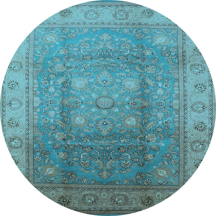 Round Oriental Light Blue Traditional Rug, urb630lblu