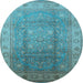 Round Oriental Light Blue Traditional Rug, urb630lblu