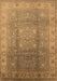 Machine Washable Oriental Brown Traditional Rug, wshurb630brn