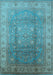 Machine Washable Oriental Light Blue Traditional Rug, wshurb630lblu