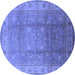 Round Oriental Blue Traditional Rug, urb630blu