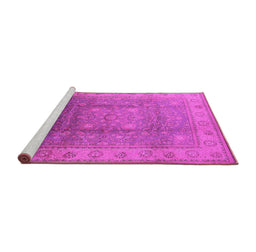 Sideview of Machine Washable Oriental Pink Traditional Rug, wshurb630pnk