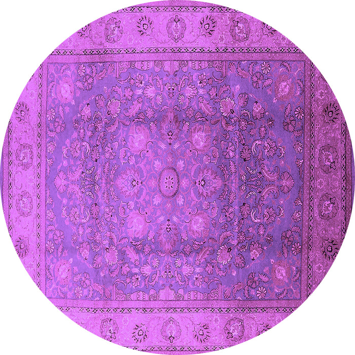 Round Machine Washable Oriental Purple Traditional Area Rugs, wshurb630pur