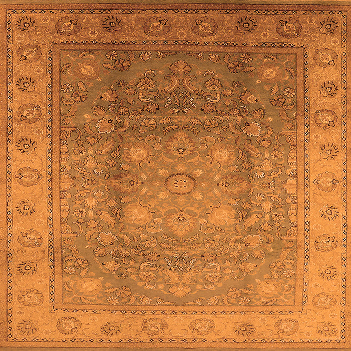 Square Machine Washable Oriental Orange Traditional Area Rugs, wshurb630org