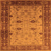 Square Machine Washable Oriental Orange Traditional Area Rugs, wshurb631org