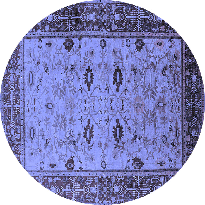 Round Oriental Blue Traditional Rug, urb631blu