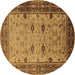 Round Oriental Brown Traditional Rug, urb631brn