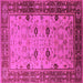 Square Machine Washable Oriental Pink Traditional Rug, wshurb631pnk