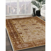 Mid-Century Modern Mahogany Brown Oriental Rug, urb631