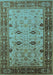 Oriental Light Blue Traditional Rug, urb631lblu