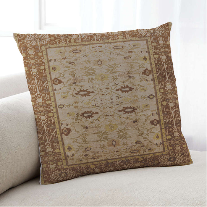 Lifestyle Image of Mid-Century Modern Urban Square Mahogany Brown Throw Pillow, 18 inch by 18 inch, pwurb631