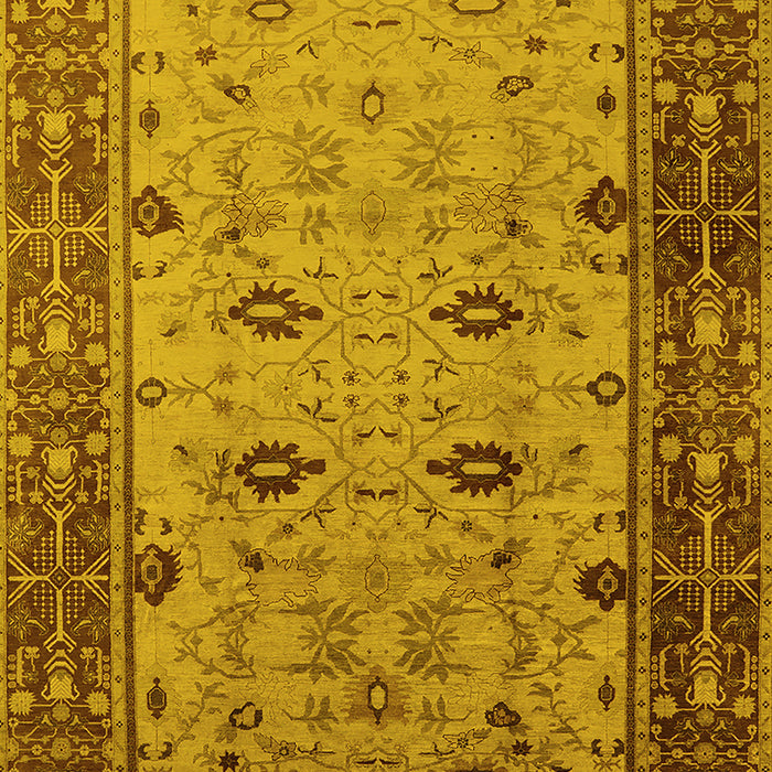Machine Washable Oriental Yellow Traditional Rug, wshurb631yw