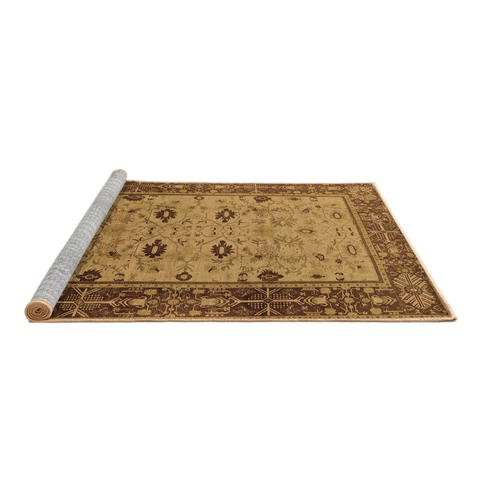 Sideview of Machine Washable Oriental Brown Traditional Rug, wshurb631brn