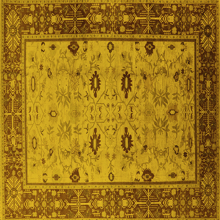Square Oriental Yellow Traditional Rug, urb631yw