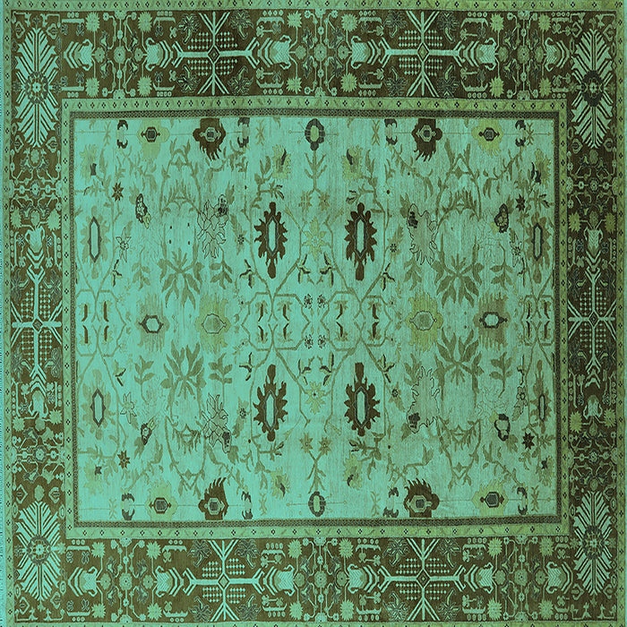 Square Oriental Turquoise Traditional Rug, urb631turq