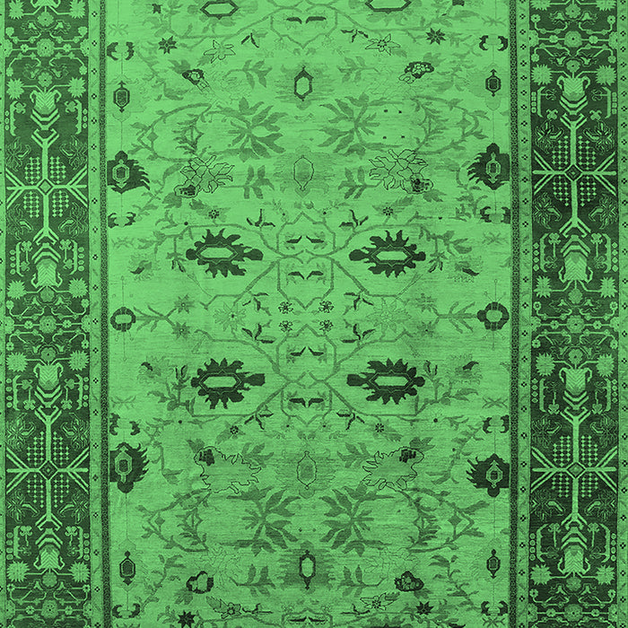 Machine Washable Oriental Emerald Green Traditional Area Rugs, wshurb631emgrn