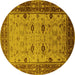 Round Oriental Yellow Traditional Rug, urb631yw