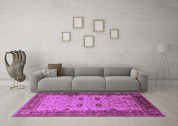Machine Washable Oriental Purple Traditional Area Rugs in a Living Room, wshurb631pur