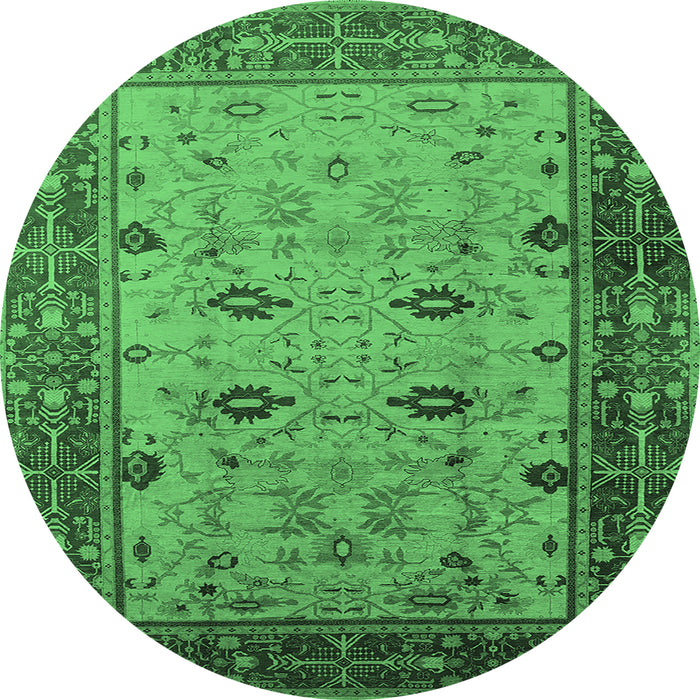 Round Oriental Emerald Green Traditional Rug, urb631emgrn