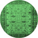 Round Oriental Emerald Green Traditional Rug, urb631emgrn