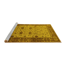 Sideview of Machine Washable Oriental Yellow Traditional Rug, wshurb631yw