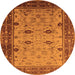 Round Oriental Orange Traditional Rug, urb631org
