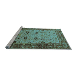 Sideview of Machine Washable Oriental Light Blue Traditional Rug, wshurb631lblu