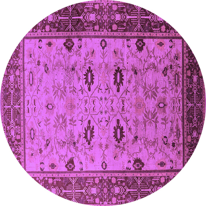 Round Machine Washable Oriental Purple Traditional Area Rugs, wshurb631pur