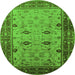 Round Oriental Green Traditional Rug, urb631grn