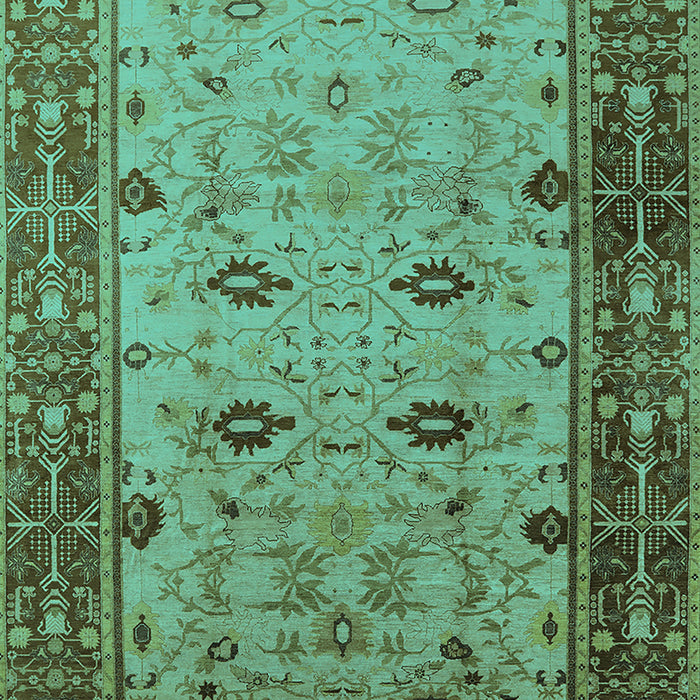Machine Washable Oriental Turquoise Traditional Area Rugs, wshurb631turq
