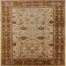 Square Mid-Century Modern Mahogany Brown Oriental Rug, urb631