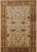 Mid-Century Modern Mahogany Brown Oriental Rug, urb631