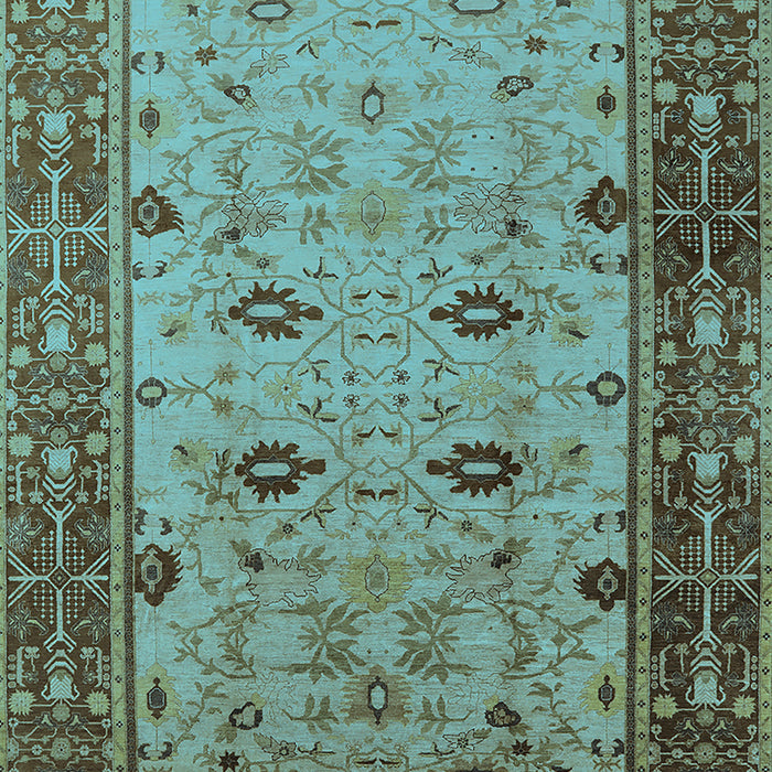 Machine Washable Oriental Light Blue Traditional Rug, wshurb631lblu