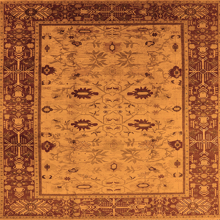 Square Oriental Orange Traditional Rug, urb631org