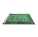 Sideview of Machine Washable Oriental Turquoise Traditional Area Rugs, wshurb631turq