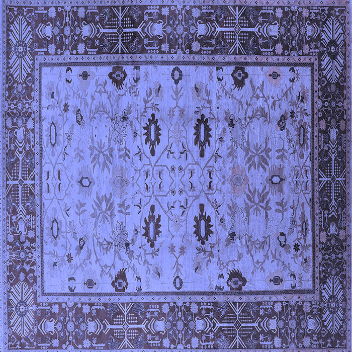 Square Machine Washable Oriental Blue Traditional Rug, wshurb631blu