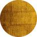 Round Oriental Yellow Industrial Rug, urb632yw