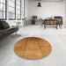 Round Machine Washable Industrial Modern Mahogany Brown Rug in a Office, wshurb632