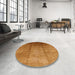 Round Mid-Century Modern Mahogany Brown Oriental Rug in a Office, urb632