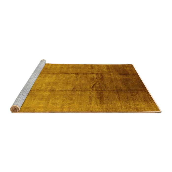 Sideview of Machine Washable Oriental Yellow Industrial Rug, wshurb632yw
