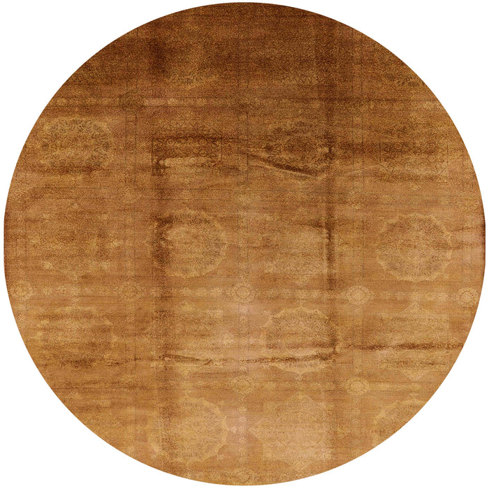 Round Machine Washable Industrial Modern Mahogany Brown Rug, wshurb632