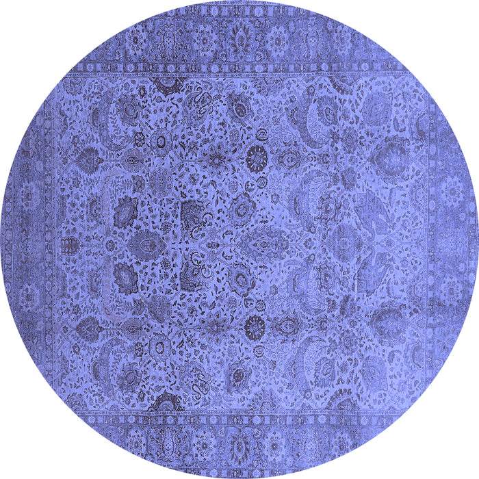 Round Oriental Blue Traditional Rug, urb633blu