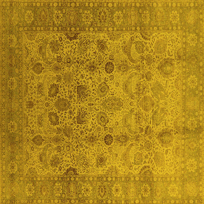 Square Machine Washable Oriental Yellow Traditional Rug, wshurb633yw