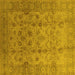 Square Machine Washable Oriental Yellow Traditional Rug, wshurb633yw