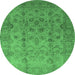 Round Oriental Emerald Green Traditional Rug, urb633emgrn
