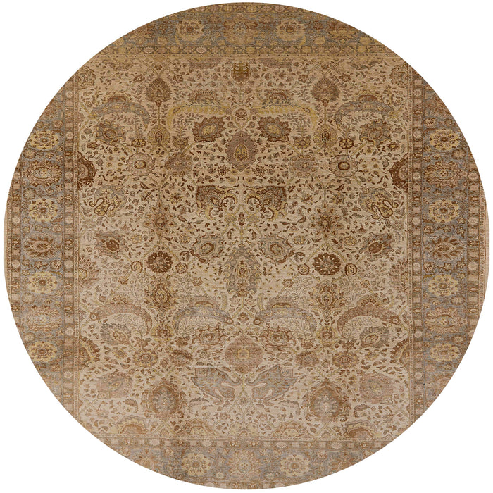 Round Mid-Century Modern Light Brown Oriental Rug, urb633