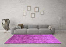 Machine Washable Oriental Purple Traditional Area Rugs in a Living Room, wshurb633pur