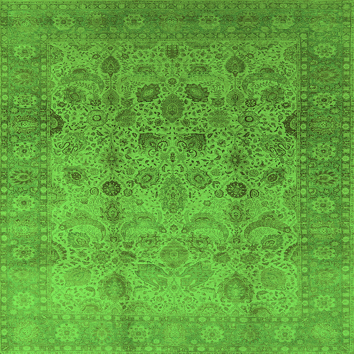 Square Oriental Green Traditional Rug, urb633grn
