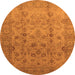 Round Oriental Orange Traditional Rug, urb633org