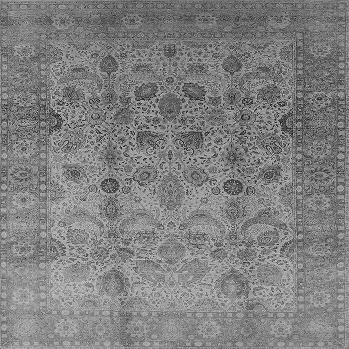 Square Machine Washable Oriental Gray Traditional Rug, wshurb633gry